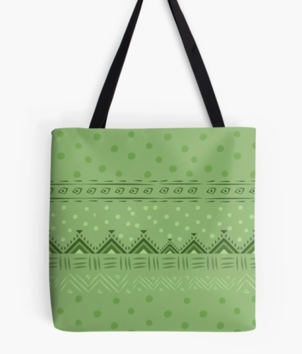 Green Tones Boho Geometric Pattern Tote Bag
