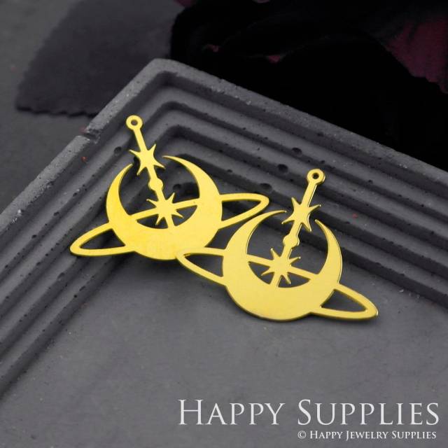 Brass Jewelry Charms, Moon Raw Brass Earring Charms, Brass Jewelry Pendants, Raw Brass Jewelry Findings, Brass Pendants Jewelry Wholesale (RD768)