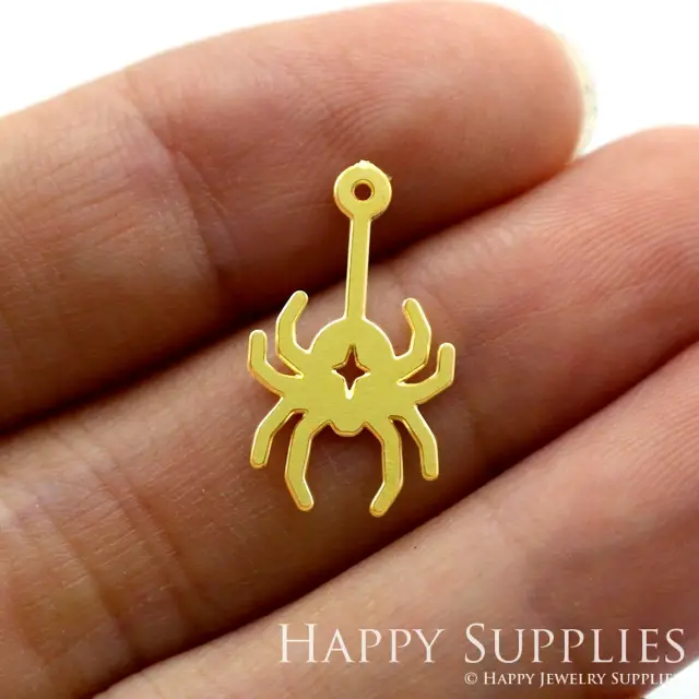 Brass Jewelry Charms, Geometric Spider Raw Brass Earring Charms, Brass Jewelry Pendants, Raw Brass Jewelry Findings, Brass Pendants Jewelry Wholesale (RD1410)