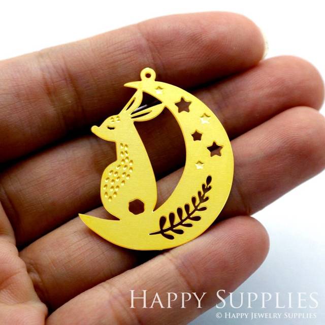 Brass Jewelry Charms, Moon Raw Brass Earring Charms, Brass Jewelry Pendants, Raw Brass Jewelry Findings, Brass Pendants Jewelry Wholesale (RD1374)