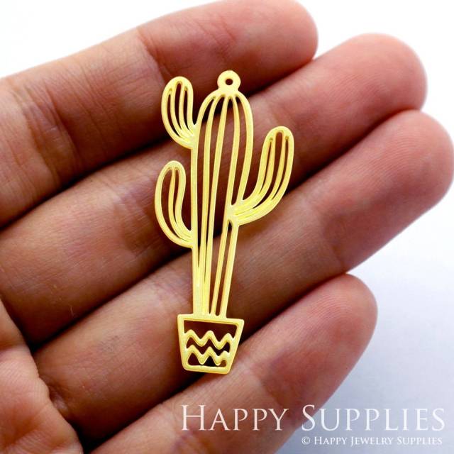 Brass Jewelry Charms, Cactus Raw Brass Earring Charms, Brass Jewelry Pendants, Raw Brass Jewelry Findings, Brass Pendants Jewelry Wholesale (RD1475)