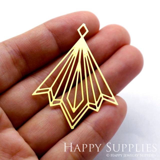 Brass Jewelry Charms, Fan Raw Brass Earring Charms, Brass Jewelry Pendants, Raw Brass Jewelry Findings, Brass Pendants Jewelry Wholesale (RD1785)