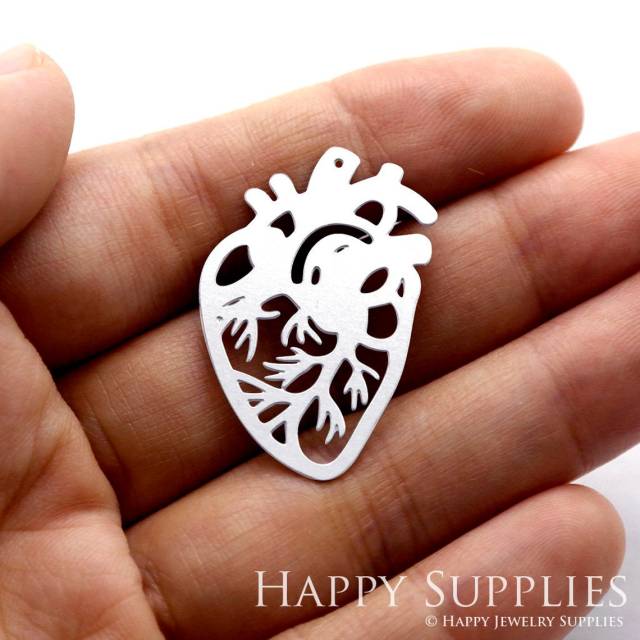 Stainless Steel Jewelry Charms, Heart Stainless Steel Earring Charms, Stainless Steel Silver Jewelry Pendants, Stainless Steel Silver Jewelry Findings, Stainless Steel Pendants Jewelry Wholesale (SSD008-small)