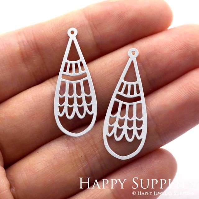 Stainless Steel Jewelry Charms, Geometric Teardrop Stainless Steel Earring Charms, Stainless Steel Silver Jewelry Pendants, Stainless Steel Silver Jewelry Findings, Stainless Steel Pendants Jewelry Wholesale (SSD359)