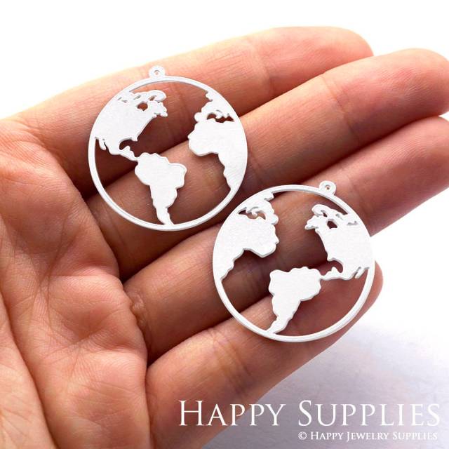 Stainless Steel Jewelry Charms, Earth Globe Stainless Steel Earring Charms, Stainless Steel Silver Jewelry Pendants, Stainless Steel Silver Jewelry Findings, Stainless Steel Pendants Jewelry Wholesale (SSD656)