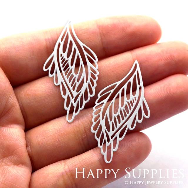 Stainless Steel Jewelry Charms, Leaf Stainless Steel Earring Charms, Stainless Steel Silver Jewelry Pendants, Stainless Steel Silver Jewelry Findings, Stainless Steel Pendants Jewelry Wholesale (SSD572)