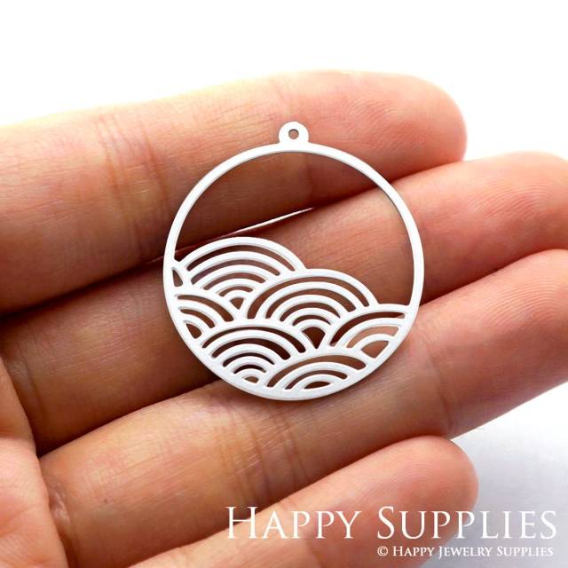 Stainless Steel Jewelry Charms, Round Cloud Stainless Steel Earring Charms, Stainless Steel Silver Jewelry Pendants, Stainless Steel Silver Jewelry Findings, Stainless Steel Pendants Jewelry Wholesale (SSD589-small)
