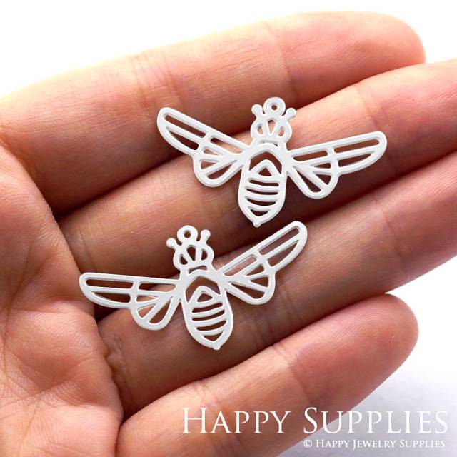 Stainless Steel Jewelry Charms, Bee Stainless Steel Earring Charms, Stainless Steel Silver Jewelry Pendants, Stainless Steel Silver Jewelry Findings, Stainless Steel Pendants Jewelry Wholesale (SSD645)