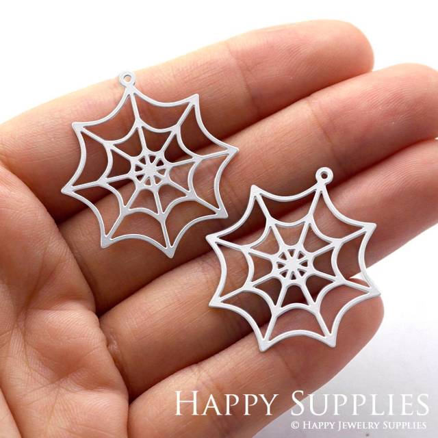 Stainless Steel Jewelry Charms, Cobweb Stainless Steel Earring Charms, Stainless Steel Silver Jewelry Pendants, Stainless Steel Silver Jewelry Findings, Stainless Steel Pendants Jewelry Wholesale (SSD755)