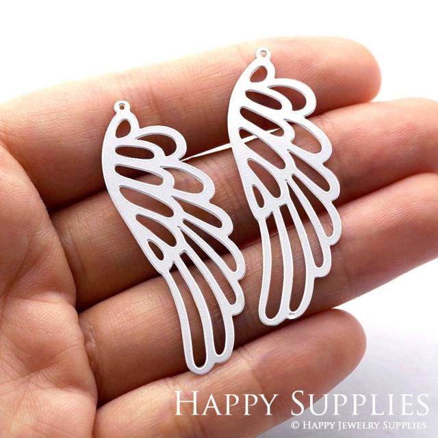 Stainless Steel Jewelry Charms, Wing Stainless Steel Earring Charms, Stainless Steel Silver Jewelry Pendants, Stainless Steel Silver Jewelry Findings, Stainless Steel Pendants Jewelry Wholesale (SSD730)