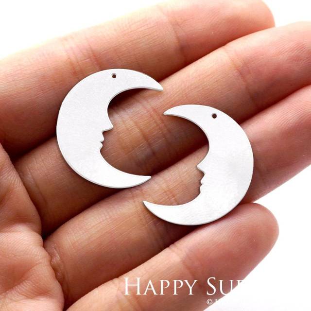 Stainless Steel Jewelry Charms, Moon Stainless Steel Earring Charms, Stainless Steel Silver Jewelry Pendants, Stainless Steel Silver Jewelry Findings, Stainless Steel Pendants Jewelry Wholesale (SSD762)