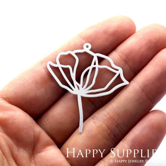 Stainless Steel Jewelry Charms, Flower Stainless Steel Earring Charms, Stainless Steel Silver Jewelry Pendants, Stainless Steel Silver Jewelry Findings, Stainless Steel Pendants Jewelry Wholesale (SSD830)