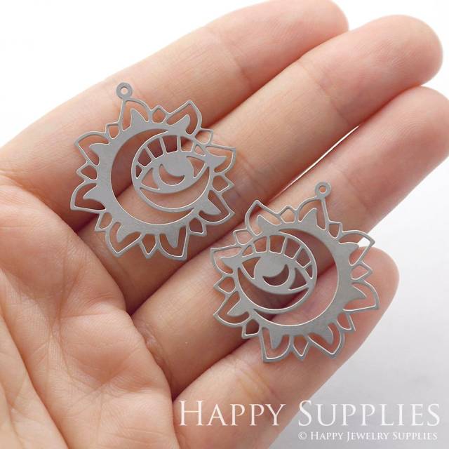 Stainless Steel Jewelry Charms, Sun Eye Stainless Steel Earring Charms, Stainless Steel Silver Jewelry Pendants, Stainless Steel Silver Jewelry Findings, Stainless Steel Pendants Jewelry Wholesale (SSD836)