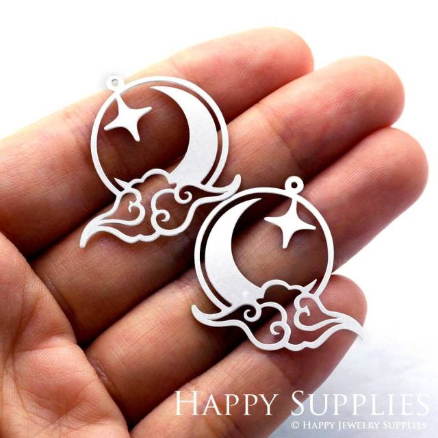 Stainless Steel Jewelry Charms, Moon Stainless Steel Earring Charms, Stainless Steel Silver Jewelry Pendants, Stainless Steel Silver Jewelry Findings, Stainless Steel Pendants Jewelry Wholesale (SSD909)