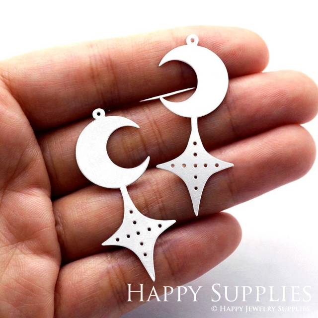 Stainless Steel Jewelry Charms, Moon Stainless Steel Earring Charms, Stainless Steel Silver Jewelry Pendants, Stainless Steel Silver Jewelry Findings, Stainless Steel Pendants Jewelry Wholesale (SSD897)