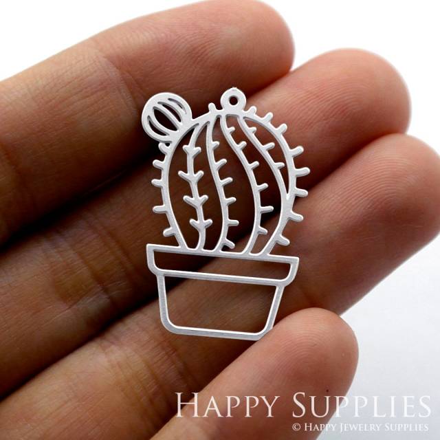 Stainless Steel Jewelry Charms, Cactus Stainless Steel Earring Charms, Stainless Steel Silver Jewelry Pendants, Stainless Steel Silver Jewelry Findings, Stainless Steel Pendants Jewelry Wholesale (SSD1202)