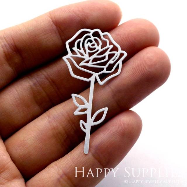 Stainless Steel Jewelry Charms, Rose Stainless Steel Earring Charms, Stainless Steel Silver Jewelry Pendants, Stainless Steel Silver Jewelry Findings, Stainless Steel Pendants Jewelry Wholesale (SSD1248)