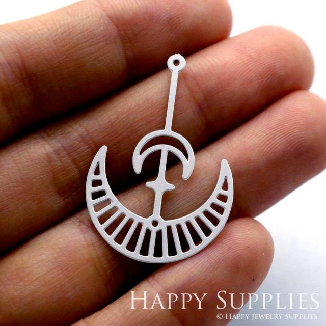 Stainless Steel Jewelry Charms, Moon Stainless Steel Earring Charms, Stainless Steel Silver Jewelry Pendants, Stainless Steel Silver Jewelry Findings, Stainless Steel Pendants Jewelry Wholesale (SSD1242)