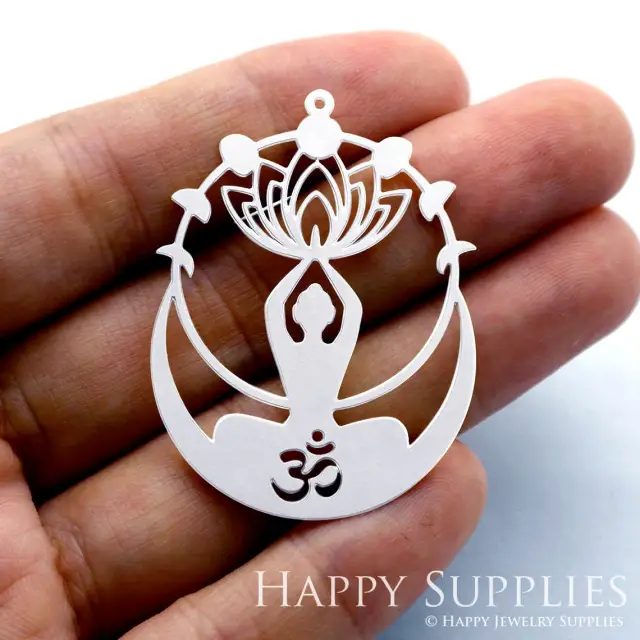 Stainless Steel Jewelry Charms, Buddha in Lotus Stainless Steel Earring Charms, Stainless Steel Silver Jewelry Pendants, Stainless Steel Silver Jewelry Findings, Stainless Steel Pendants Jewelry Wholesale (SSD1323)