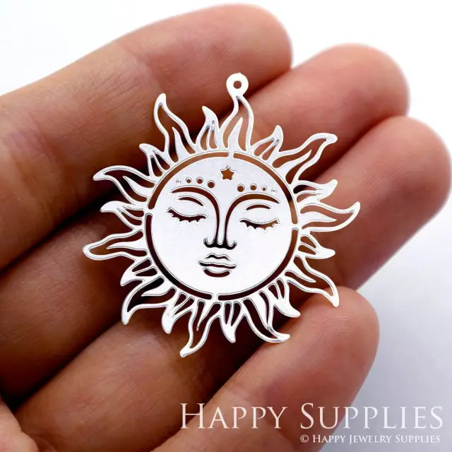 Stainless Steel Jewelry Charms, Sun Stainless Steel Earring Charms, Stainless Steel Silver Jewelry Pendants, Stainless Steel Silver Jewelry Findings, Stainless Steel Pendants Jewelry Wholesale (SSD1360)
