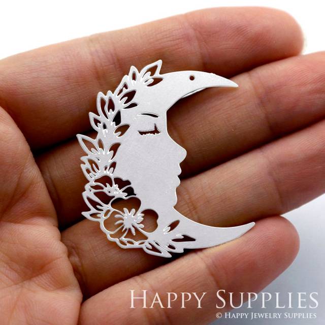Stainless Steel Jewelry Charms, Moon Stainless Steel Earring Charms, Stainless Steel Silver Jewelry Pendants, Stainless Steel Silver Jewelry Findings, Stainless Steel Pendants Jewelry Wholesale (SSD1394)