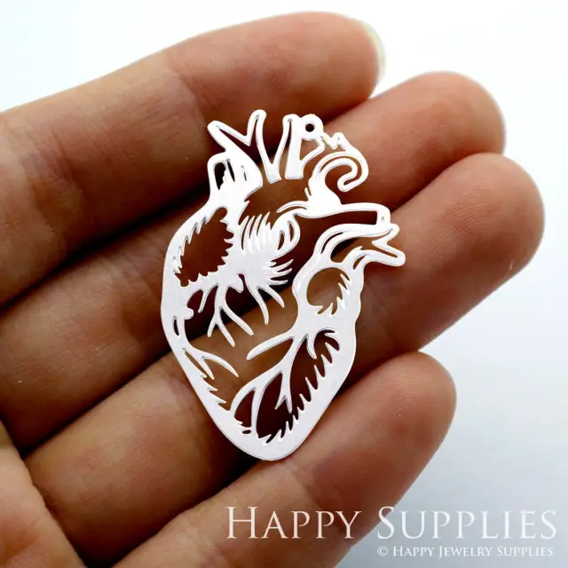 Stainless Steel Jewelry Charms, Heart Stainless Steel Earring Charms, Stainless Steel Silver Jewelry Pendants, Stainless Steel Silver Jewelry Findings, Stainless Steel Pendants Jewelry Wholesale (SSD1414)