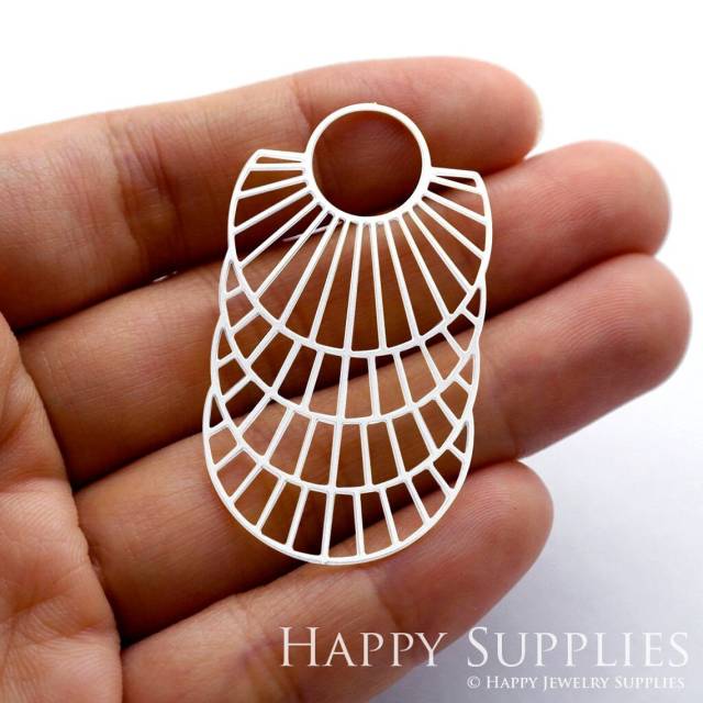 Stainless Steel Jewelry Charms, Fan Stainless Steel Earring Charms, Stainless Steel Silver Jewelry Pendants, Stainless Steel Silver Jewelry Findings, Stainless Steel Pendants Jewelry Wholesale (SSD1353)