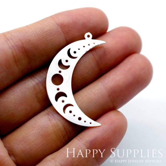 Stainless Steel Jewelry Charms, Moon Stainless Steel Earring Charms, Stainless Steel Silver Jewelry Pendants, Stainless Steel Silver Jewelry Findings, Stainless Steel Pendants Jewelry Wholesale (SSD1555)