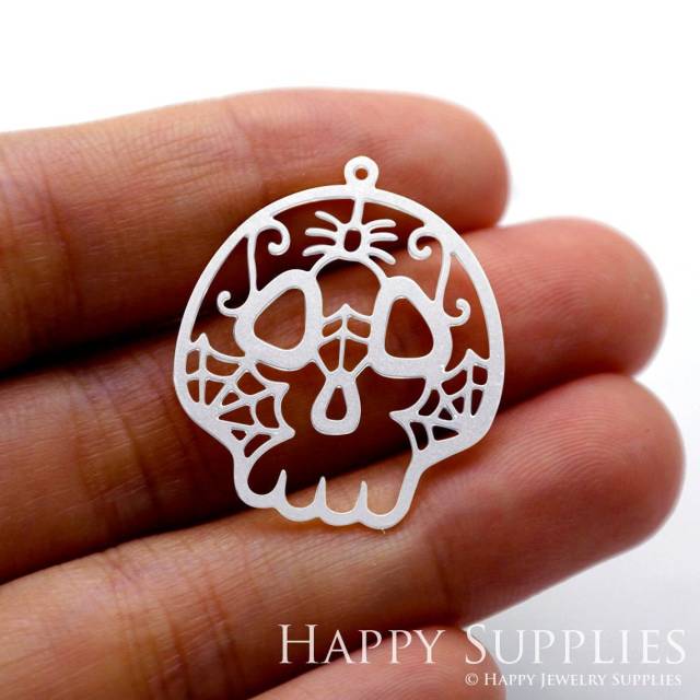 Stainless Steel Jewelry Charms, Skull Stainless Steel Earring Charms, Stainless Steel Silver Jewelry Pendants, Stainless Steel Silver Jewelry Findings, Stainless Steel Pendants Jewelry Wholesale (SSD1521)