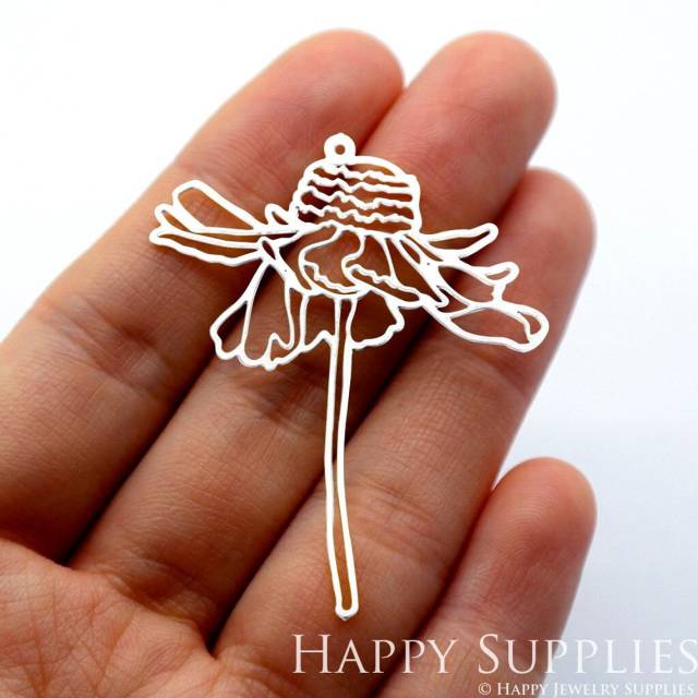 Stainless Steel Jewelry Charms, Flower Stainless Steel Earring Charms, Stainless Steel Silver Jewelry Pendants, Stainless Steel Silver Jewelry Findings, Stainless Steel Pendants Jewelry Wholesale (SSD1610)