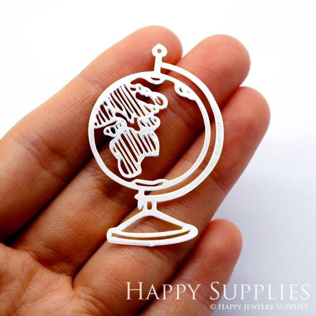 Stainless Steel Jewelry Charms, Earth Globe Stainless Steel Earring Charms, Stainless Steel Silver Jewelry Pendants, Stainless Steel Silver Jewelry Findings, Stainless Steel Pendants Jewelry Wholesale (SSD1634)