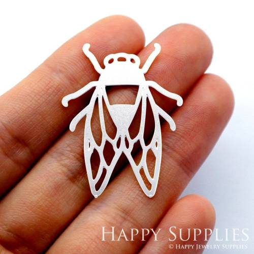 Stainless Steel Jewelry Charms, Cicada Stainless Steel Earring Charms, Stainless Steel Silver Jewelry Pendants, Stainless Steel Silver Jewelry Findings, Stainless Steel Pendants Jewelry Wholesale (SSD1646)