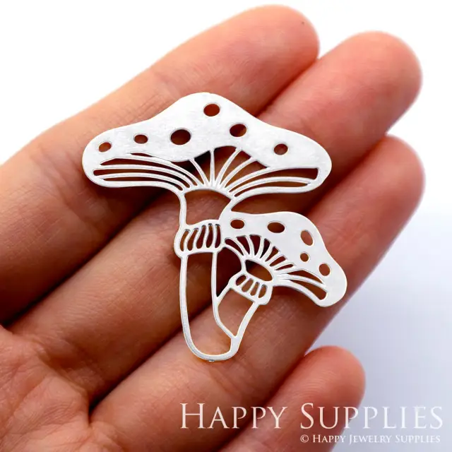 Stainless Steel Jewelry Charms, Mushroom Stainless Steel Earring Charms, Stainless Steel Silver Jewelry Pendants, Stainless Steel Silver Jewelry Findings, Stainless Steel Pendants Jewelry Wholesale (SSD1618)