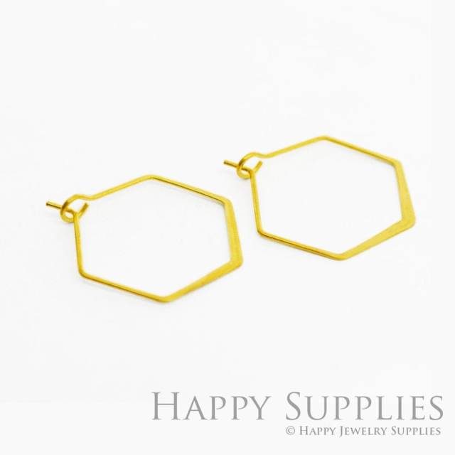 Brass Jewelry Charms, Hexagon Raw Brass Earring Charms, Brass Jewelry Pendants, Raw Brass Jewelry Findings, Brass Pendants Jewelry Wholesale (NZG157)