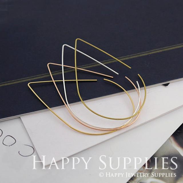 20pcs Nickel Free - Hight Quality 45x25mm droplets Rose Gold / Silver/ Golden Plated Brass Hoop Earrings (HE162)