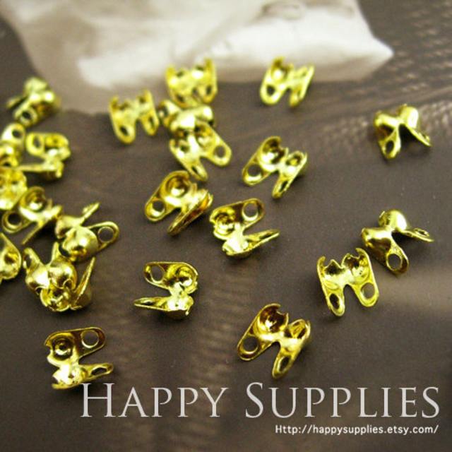 190pcs 1.2-1.5mm Gold Plated Bead Tips / Connectors for 1.2-1.5mm Ball Chains(17938)