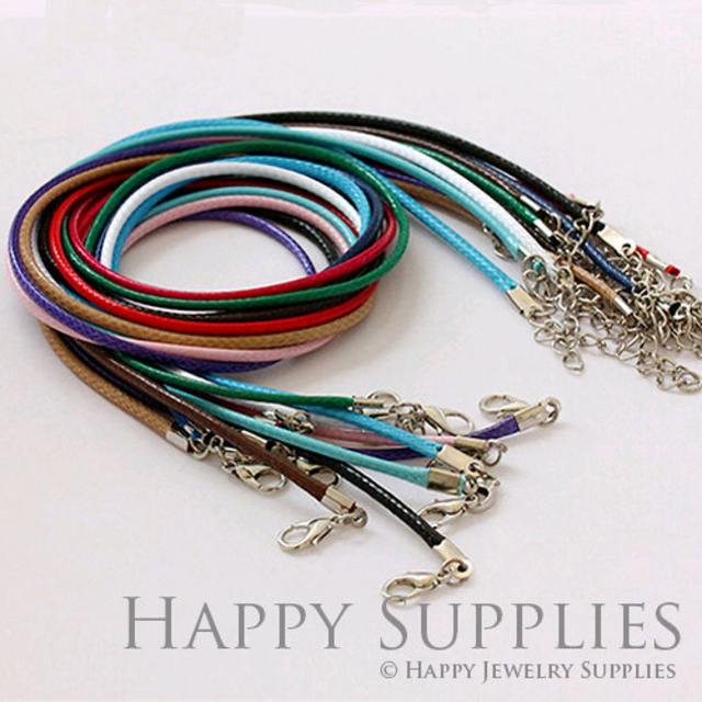 DIY Necklace Accessory - 10pcs 2mm 15 colours Serpentine Leather Strap / Cord With Silver End Lobster Clasp and Chain (LB034)