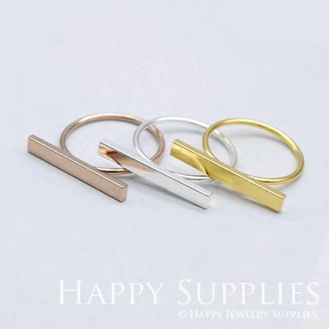 5Pcs 16.5mm Nickel Free - High Quality Rose Gold/Silver/Golden Brass Ring with Bar Pad (ZJ150)