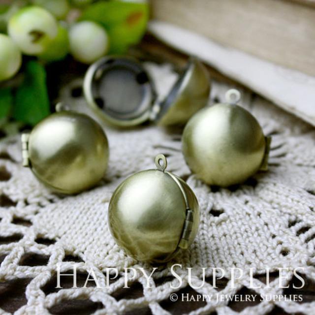 5pcs 17mm Antique Bronze Globe Brass Ball Locket Pendants /Charms (ZL08)
