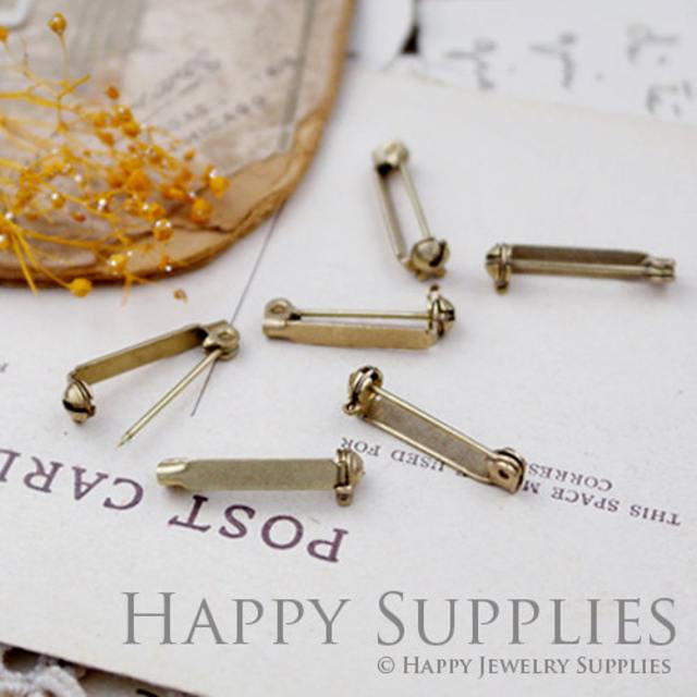 20Pcs High Quality Raw Brass Bow Safety Pin / Brooch (ZX146)