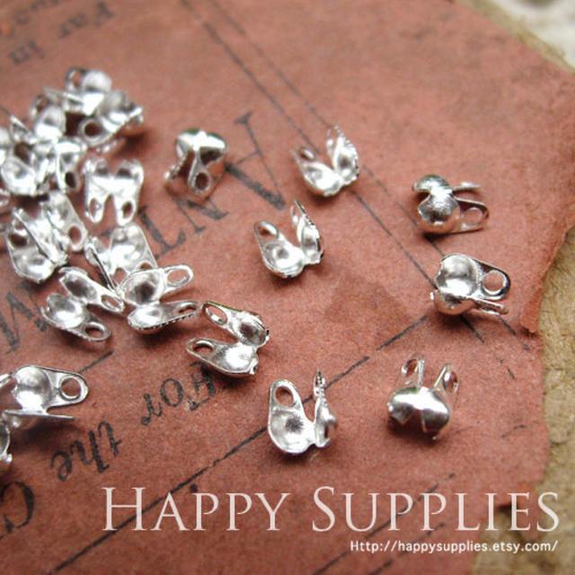 180pcs 1.2-1.5mm Silver Plated Bead Tips / Connectors for 1.2-1.5mm Ball Chains (2723)