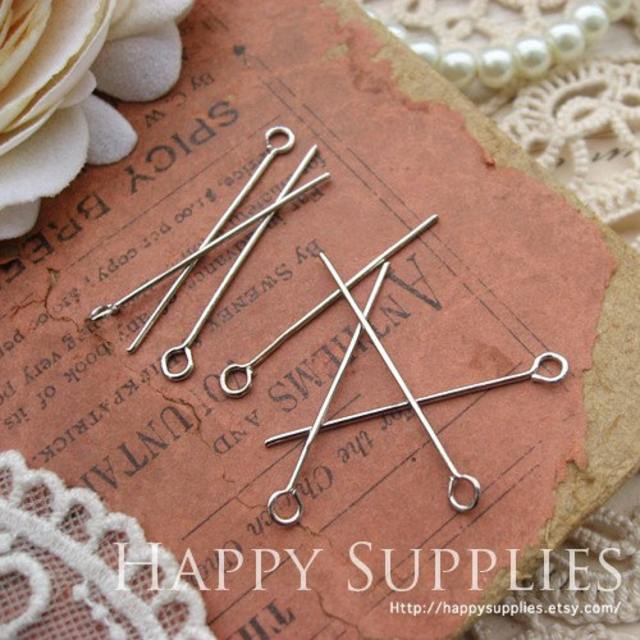 200pcs Nickel Free - 30mm Long Silver Plated Eyepins (W120)