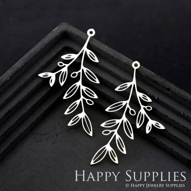Stainless Steel Jewelry Charms, Leaf Stainless Steel Earring Charms, Stainless Steel Silver Jewelry Pendants, Stainless Steel Silver Jewelry Findings, Stainless Steel Pendants Jewelry Wholesale (SSD1764)