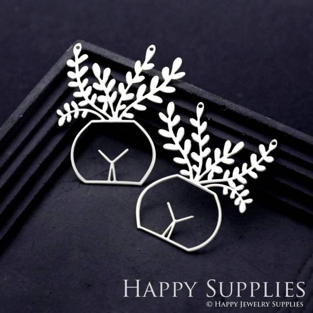 Stainless Steel Jewelry Charms, Leaves Stainless Steel Earring Charms, Stainless Steel Silver Jewelry Pendants, Stainless Steel Silver Jewelry Findings, Stainless Steel Pendants Jewelry Wholesale (SSD1814)