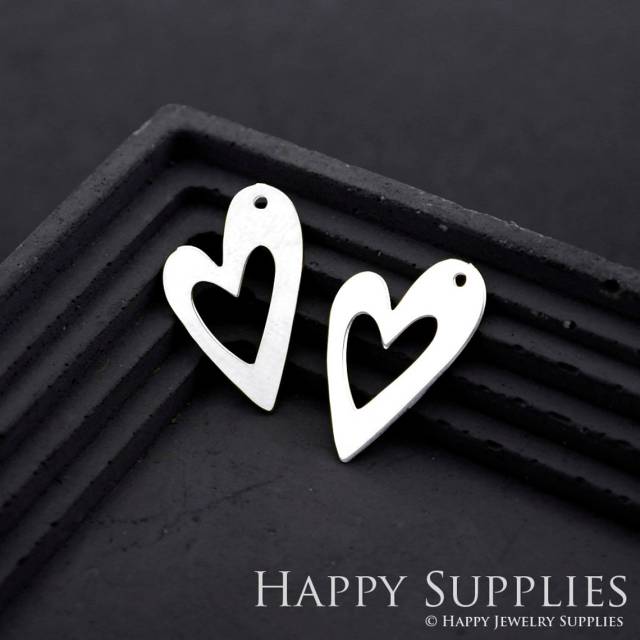 Stainless Steel Jewelry Charms, Heart Geometric Stainless Steel Earring Charms, Stainless Steel Silver Jewelry Pendants, Stainless Steel Silver Jewelry Findings, Stainless Steel Pendants Jewelry Wholesale (SSD1820)