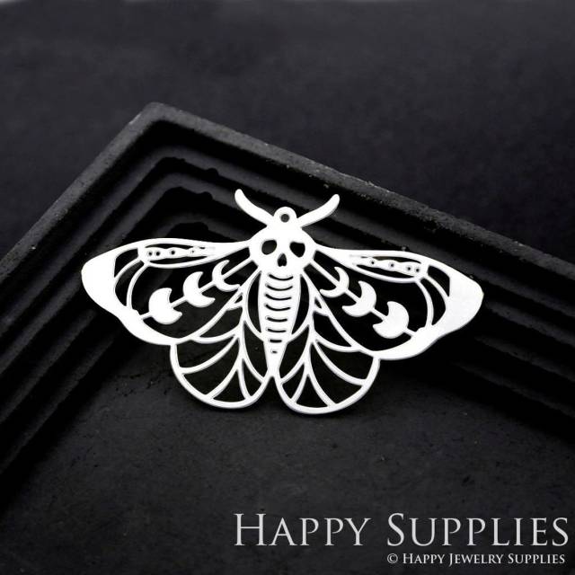Stainless Steel Jewelry Charms, Moth Geometric Stainless Steel Earring Charms, Stainless Steel Silver Jewelry Pendants, Stainless Steel Silver Jewelry Findings, Stainless Steel Pendants Jewelry Wholesale (SSD1819)