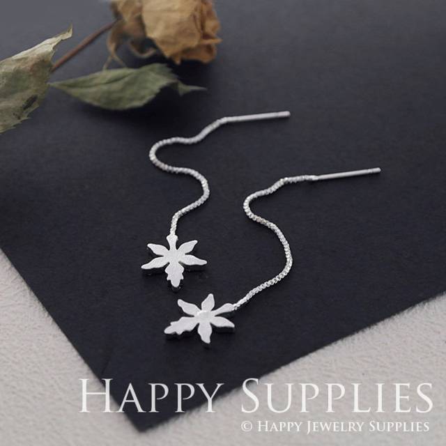 1 Pair Sterling Silver Maple Leaf Threader Earring / Geometry Jewelry / Everyday Jewelry / Perfect Gift For Her (ZE213)