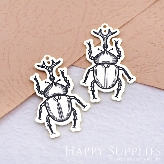 Making Jewelry Findings Stainless Steel Bead Metal Pendant Laser Cut Engraved Beetle Charms For DIY Necklace Earrings(ESD021)