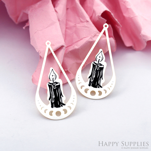 Making Jewelry Findings Stainless Steel Bead Metal Pendant Laser Cut Engraved Black Candle Charms For DIY Necklace Earrings (ESD286)