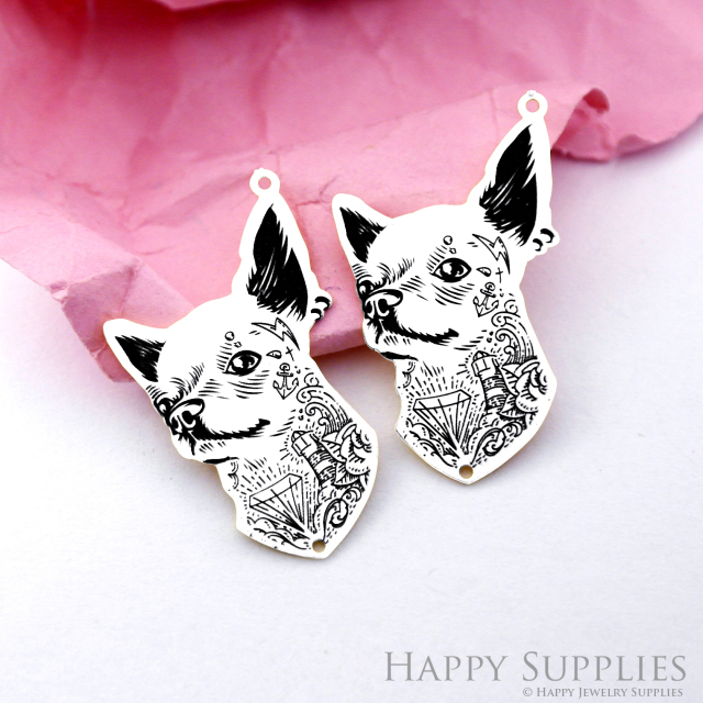Making Jewelry Findings Stainless Steel Bead Metal Pendant Laser Cut Engraved Black Dog Charms For DIY Necklace Earrings (ESD203)